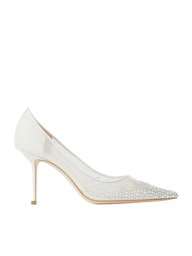 Jimmy Choo Love 85 Leather-trimmed Crystal-embellished Mesh Pumps