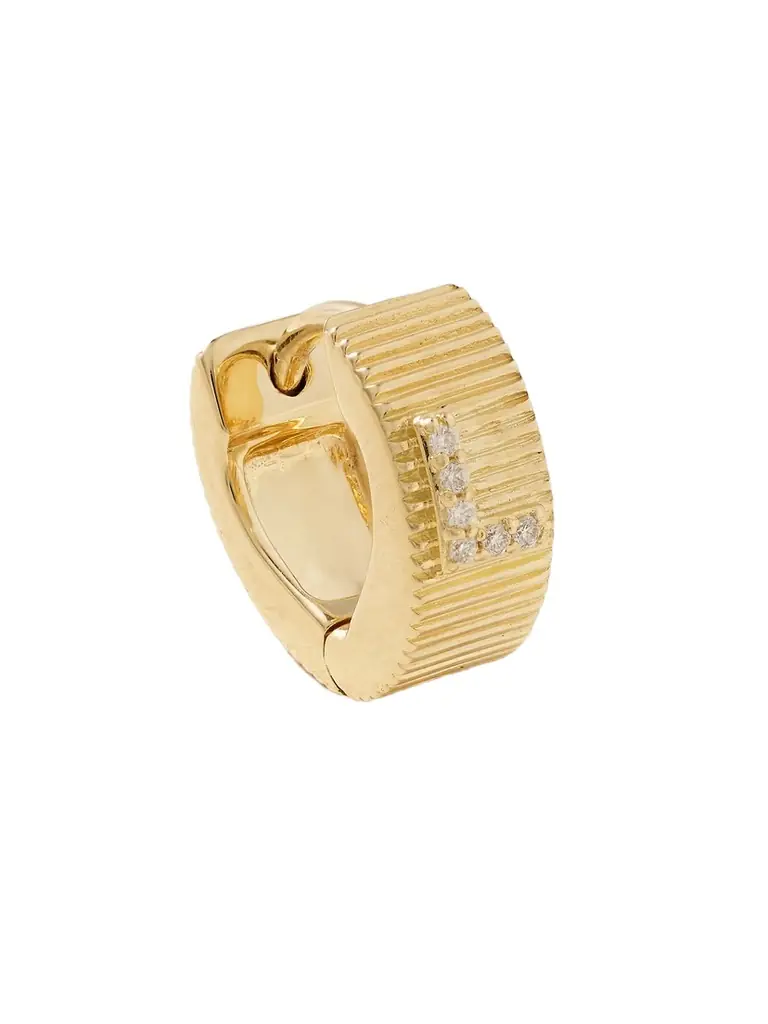 Foundrae Initial 18-karat Gold Diamond Single Hoop Earring