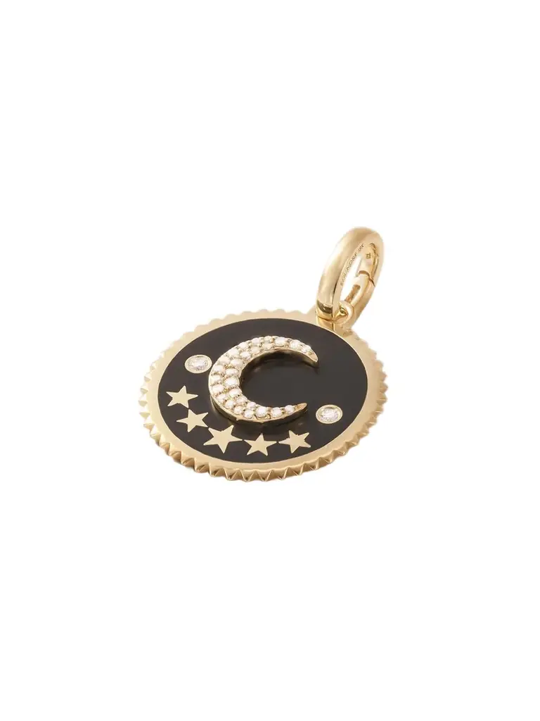 Foundrae Crescent 18-karat Gold, Diamond And Enamel Pendant
