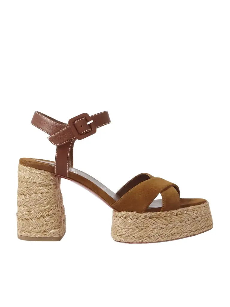 Christian Louboutin Calakala 70 Leather And Suede Espadrille Platform Sandals