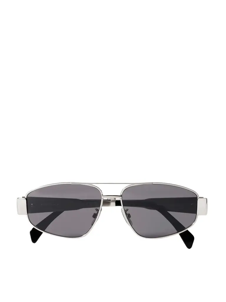 CELINE Eyewear Triomphe Aviator-style Silver-tone And Acetate Sunglasses