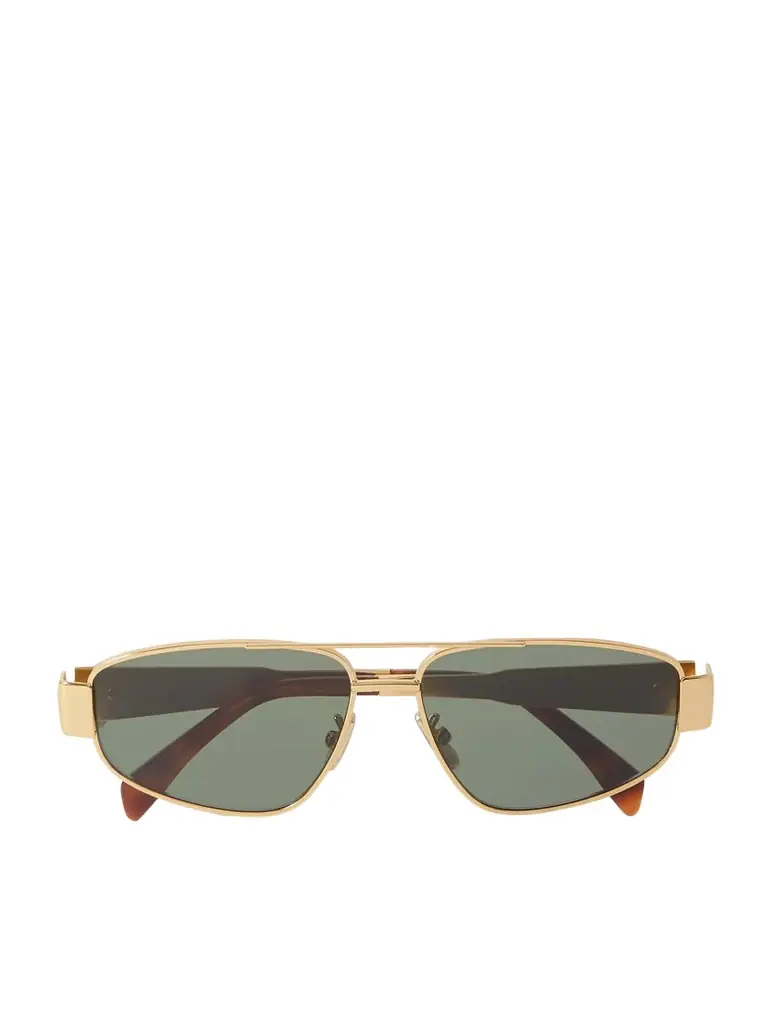CELINE Eyewear Triomphe Aviator-style Gold-tone And Acetate Sunglasses
