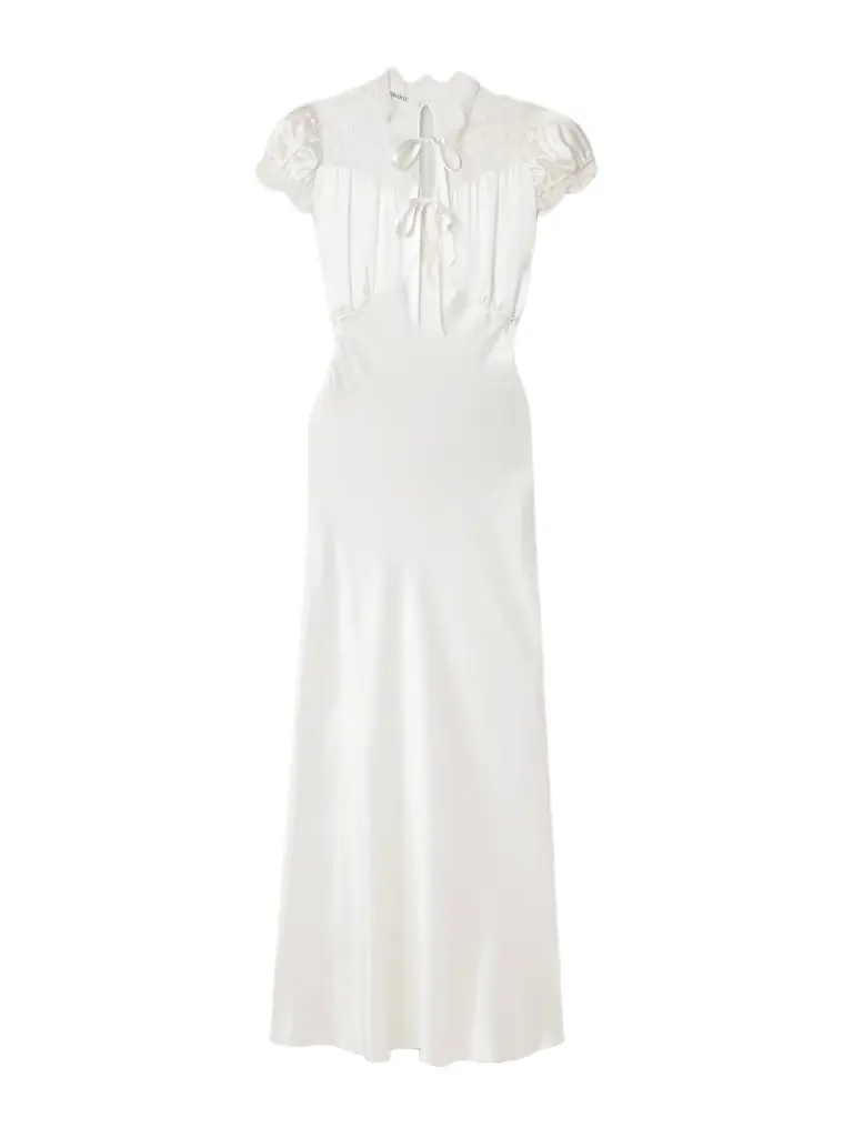Rodarte Lace-trimmed Silk-satin Midi Dress