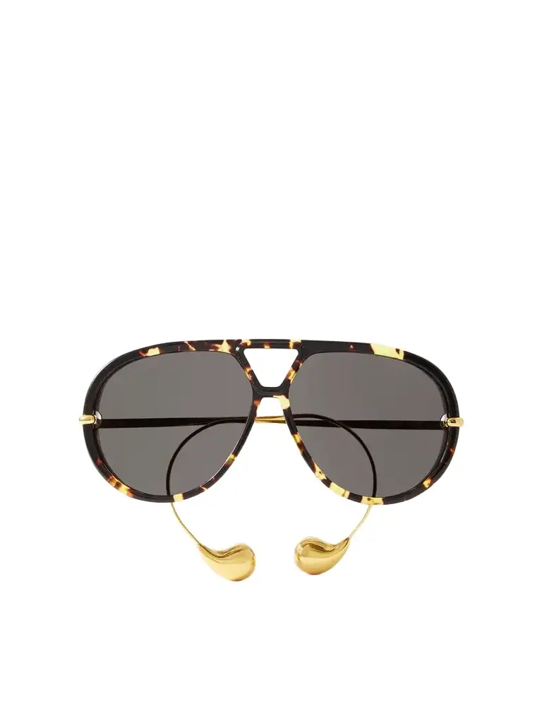 Bottega Veneta Eyewear Embellished Aviator-style Tortoiseshell Recycled-acetate And Gold-tone Sunglasses