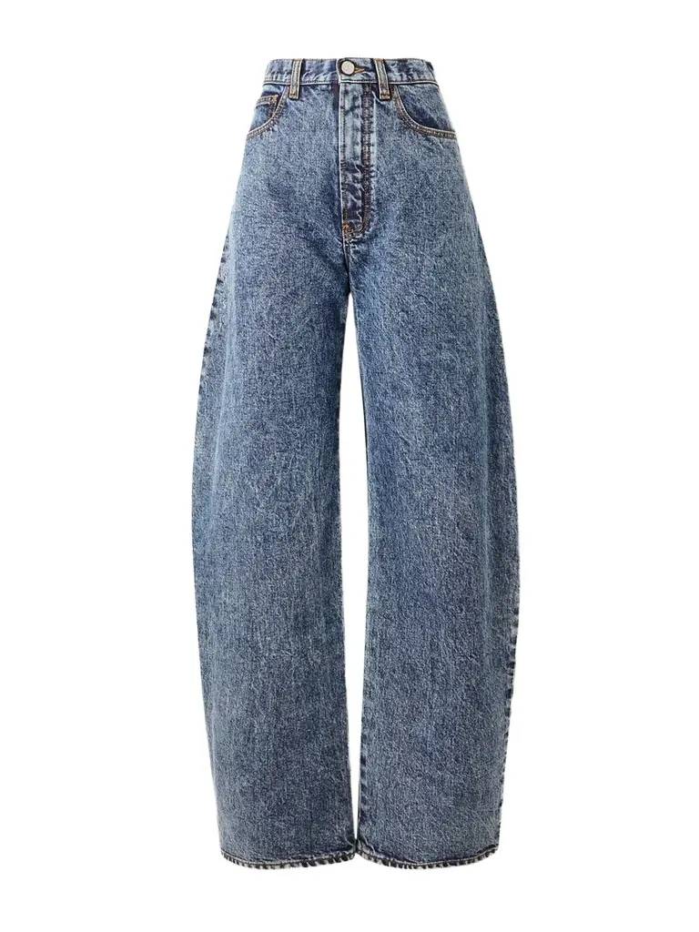 Alaïa Acid-wash High-rise Barrel-leg Jeans