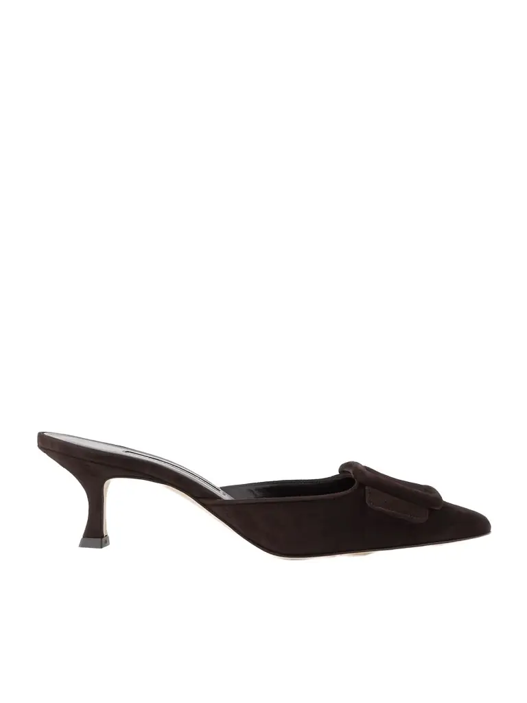 Manolo Blahnik Maysale 50 Buckled Suede Mules