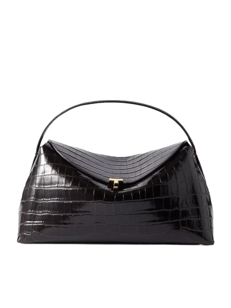 TOTEME T-lock Croc-effect Leather Shoulder Bag