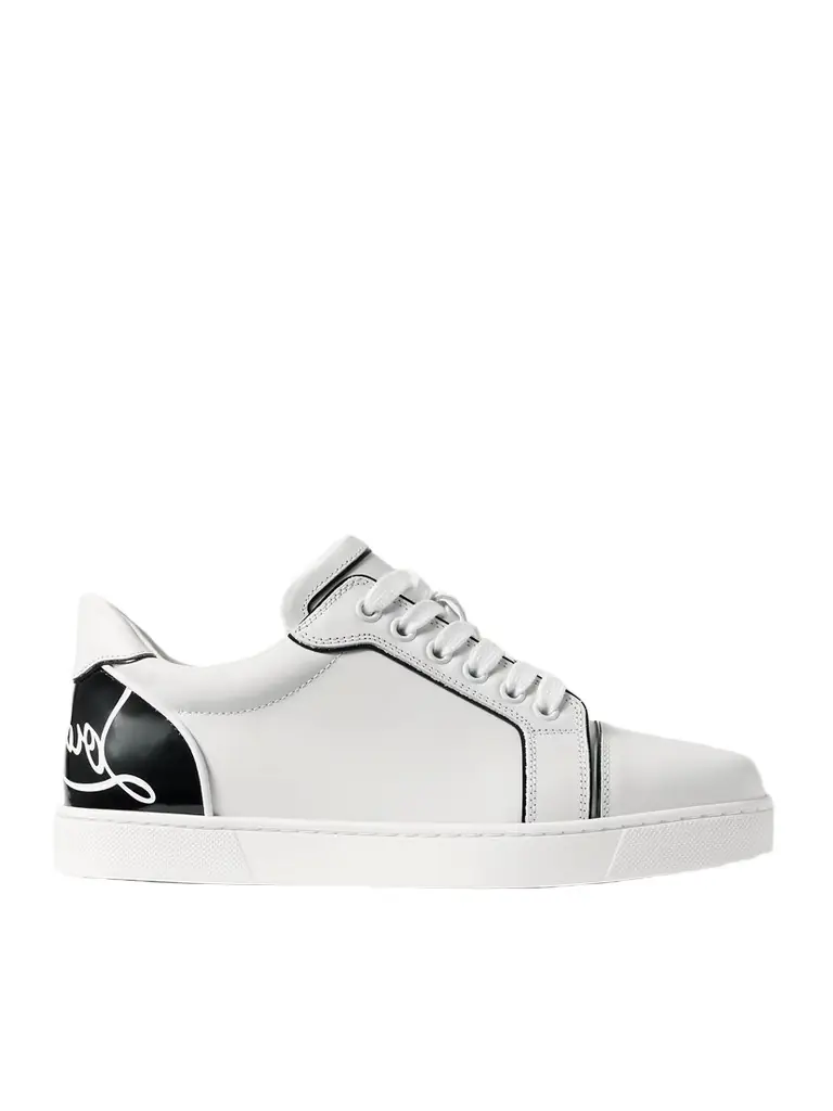 Christian Louboutin Fun Vieira Patent-leather Trimmed Leather Sneakers