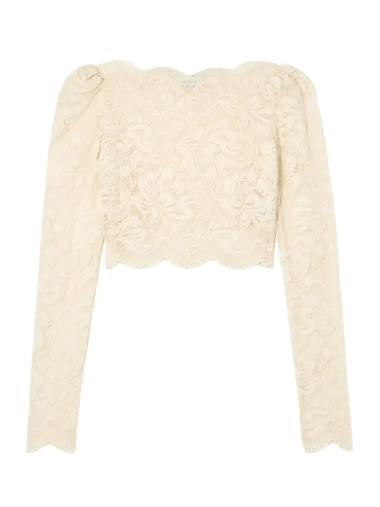 Rabanne Scalloped Cropped Lace Top