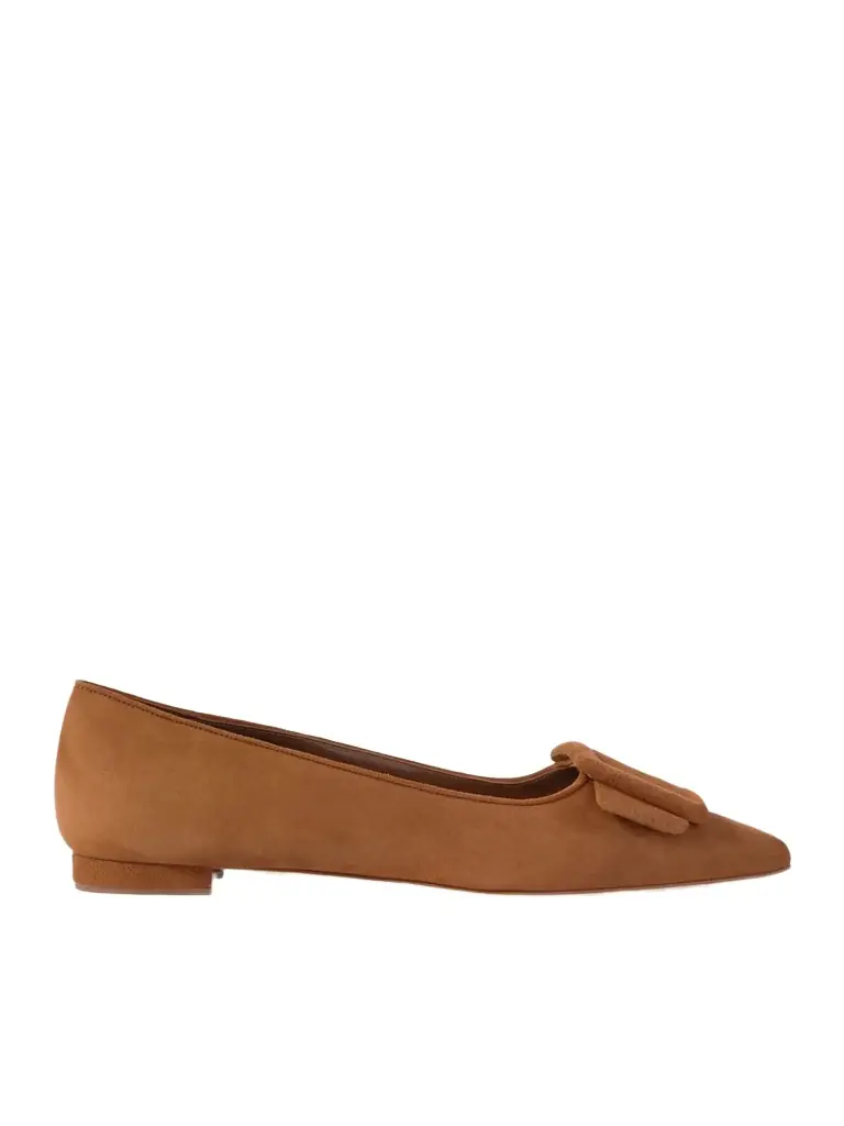 Manolo Blahnik Maysale Suede Point-toe Flats