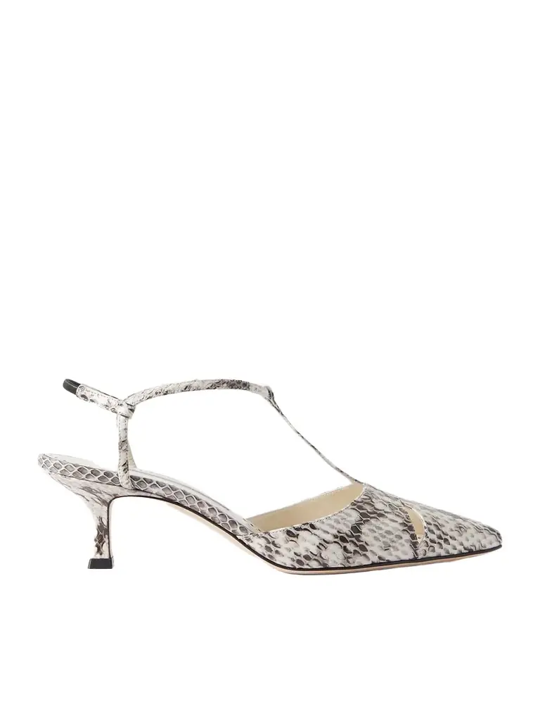 Manolo Blahnik Turgimod 50 Cutout Elaphe Slingback Pumps