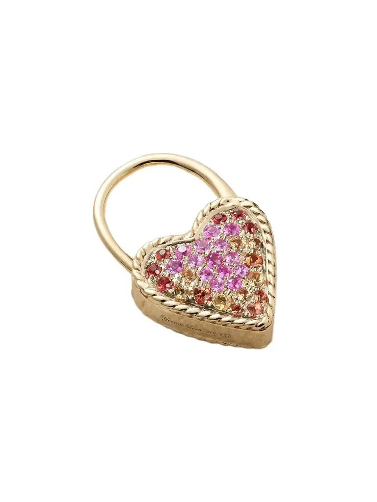 Yvonne Léon Créole Cadenas Coeur 9-karat Gold Sapphire Single Earring