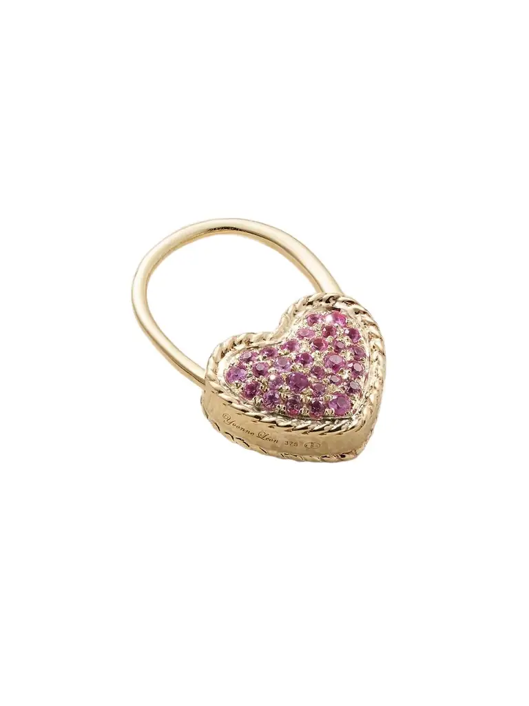 Yvonne Léon Créole Cadenas Coeur 9-karat Gold Sapphire Single Earring