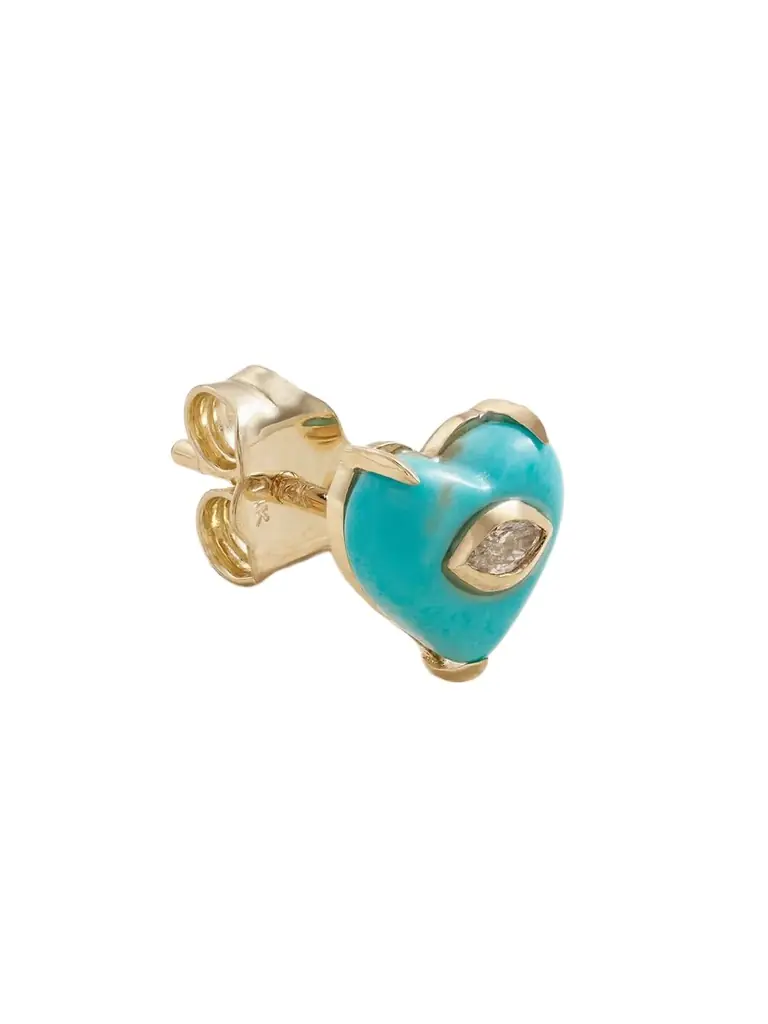 Sydney Evan 14-karat Gold, Turquoise And Diamond Single Earring