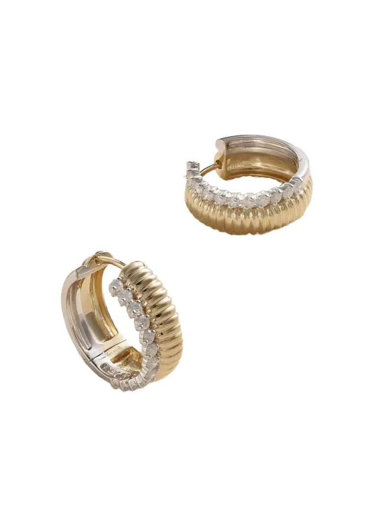 Yvonne Léon Paire De Créoles Bouées 9-karat Yellow And White Gold Diamond Earrings