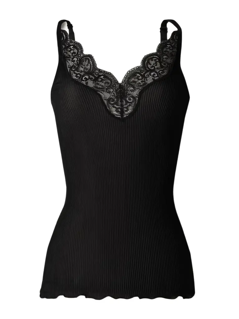 Saint Laurent Lace-trimmed Ribbed Silk-jersey Tank Top