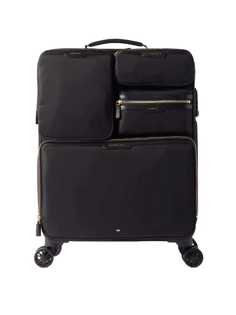 Anya Hindmarch Shorthaul Trolley Leather-trimmed Econyl® Suitcase