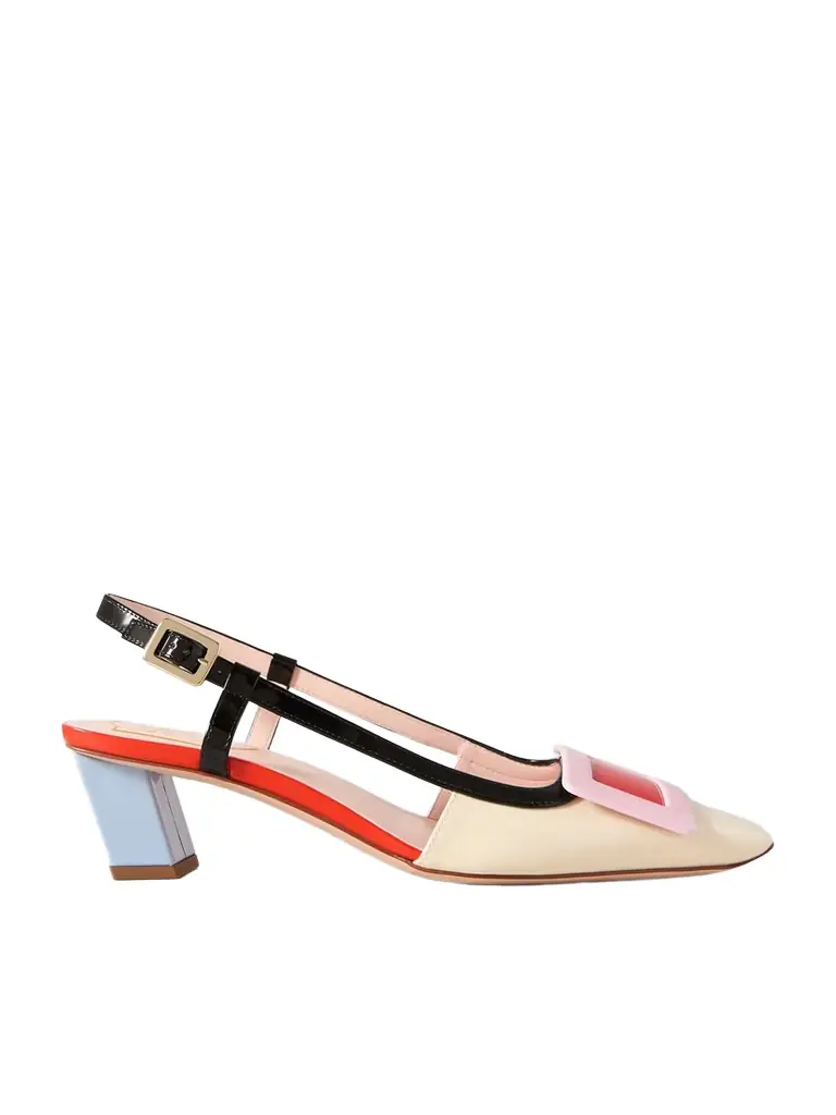 Roger Vivier Belle Vivier 45 Color-block Patent-leather Slingback Pumps