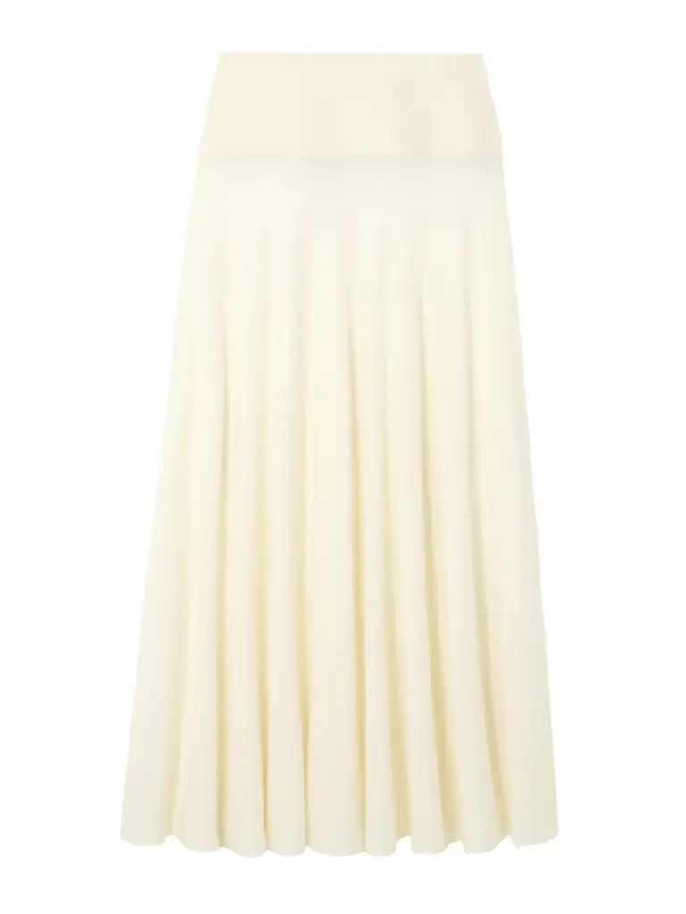 Alaïa Pleated Wool Maxi Skirt