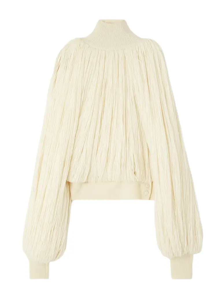 Alaïa Fringed Wool-blend Turtleneck Top