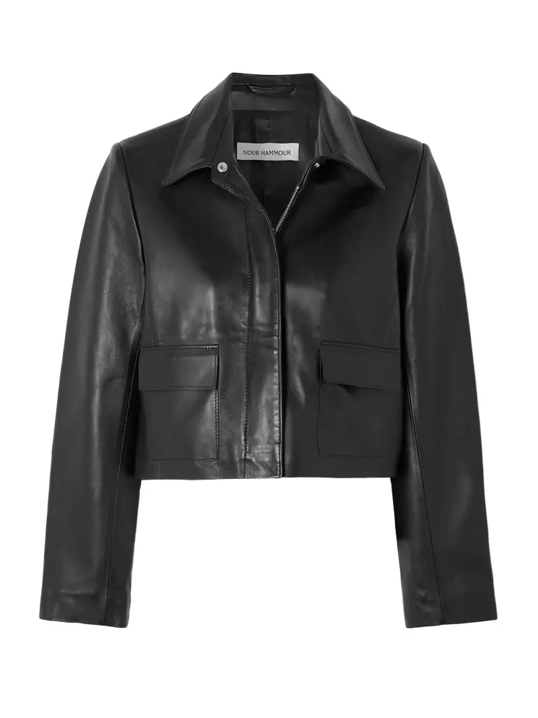 Nour Hammour Bleeker Cropped Paneled Leather Jacket