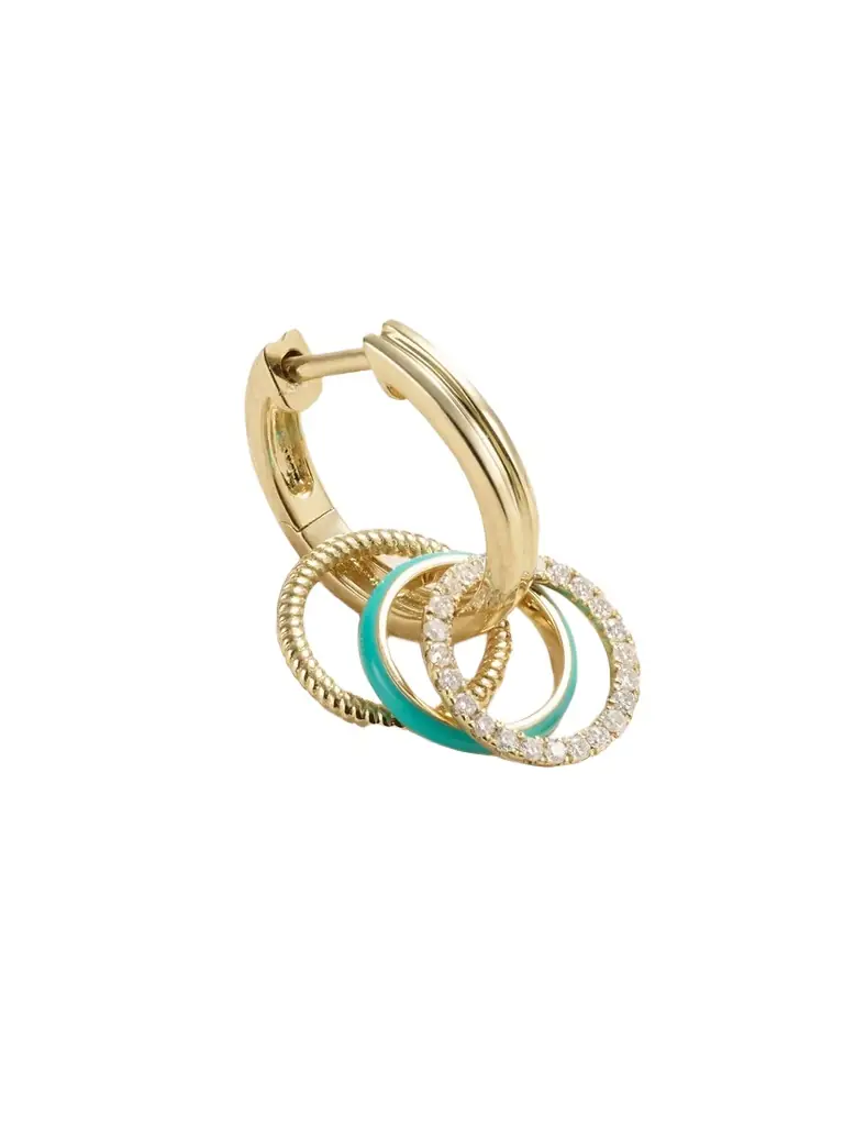 Yvonne Léon 9-karat Gold, Enamel And Diamond Single Hoop Earring