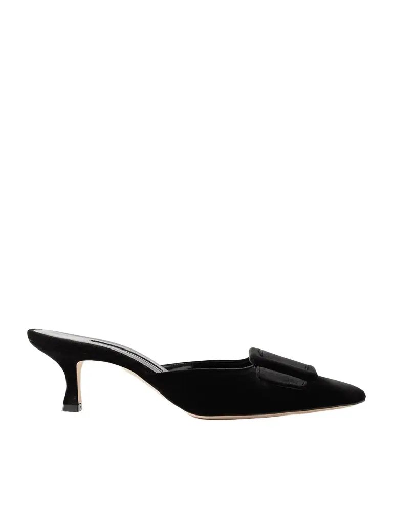 Manolo Blahnik Maysale 50 Buckled Velvet Mules