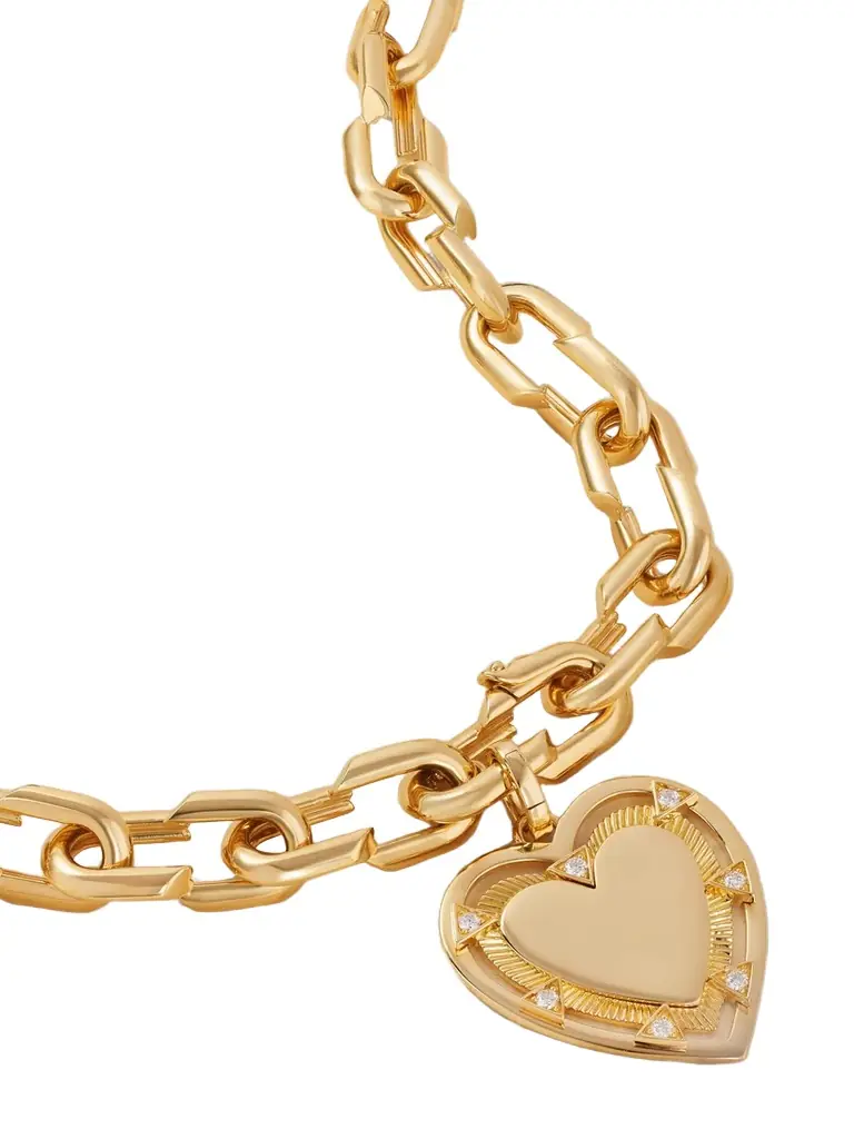 Foundrae Heart Token Love Medium 18-karat Gold Diamond Necklace