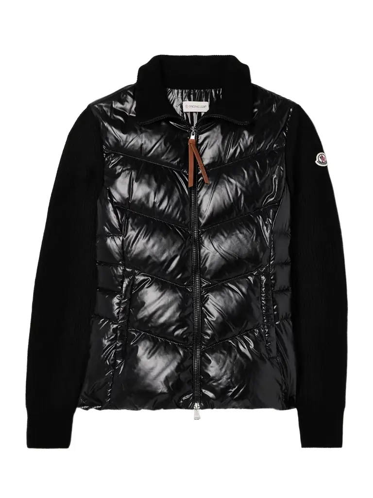 Moncler Appliquéd Wool And Quilted Shell Down Jacket