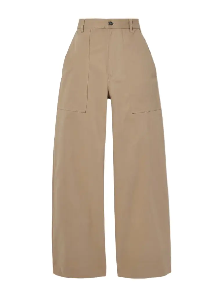 Moncler Cotton-blend Twill Wide Leg Pants