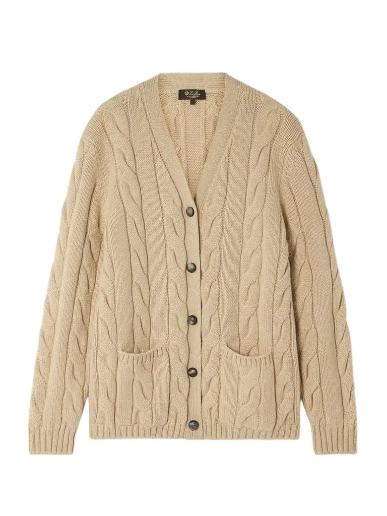 Loro Piana Napier Cable-knit Cashmere Cardigan