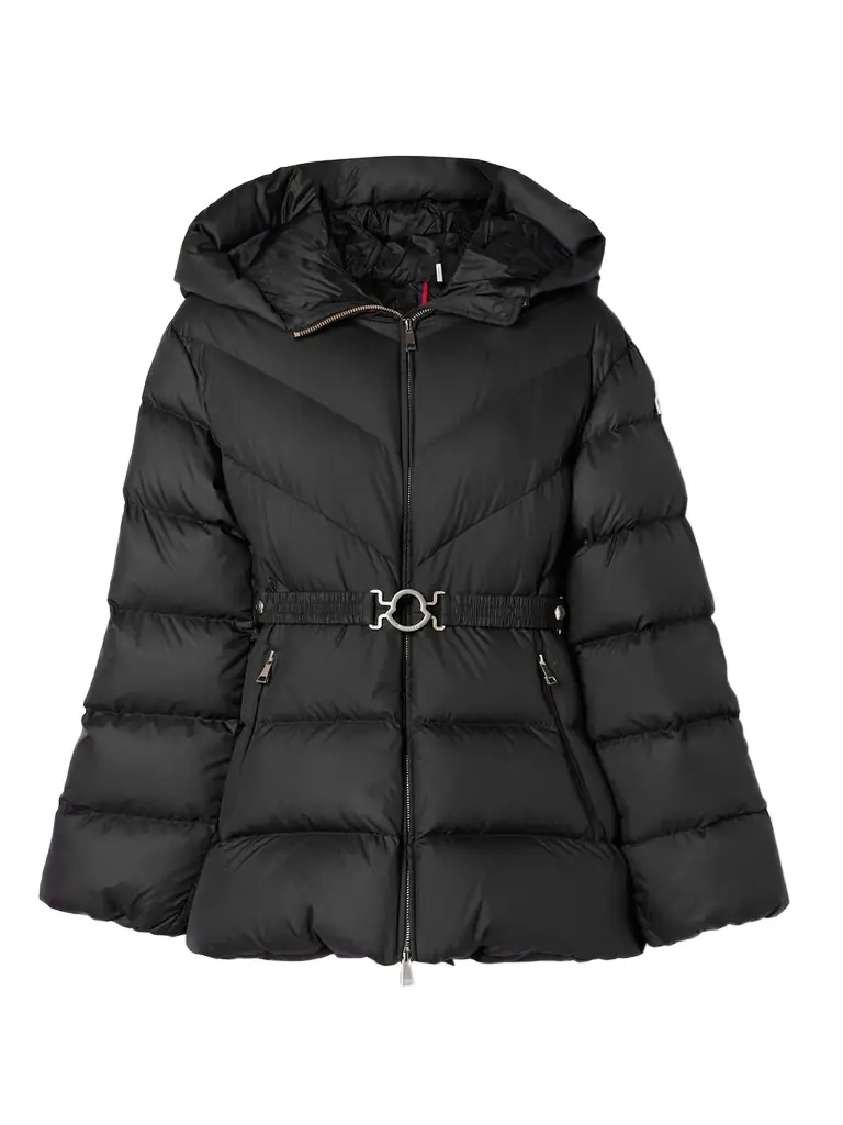 Moncler Brosse Belted Hooded Appliquéd Quilted Shell Down Jacket