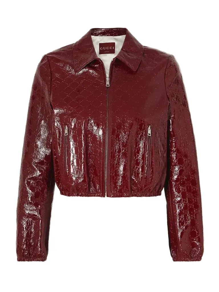 Gucci Debossed Patent-leather Jacket
