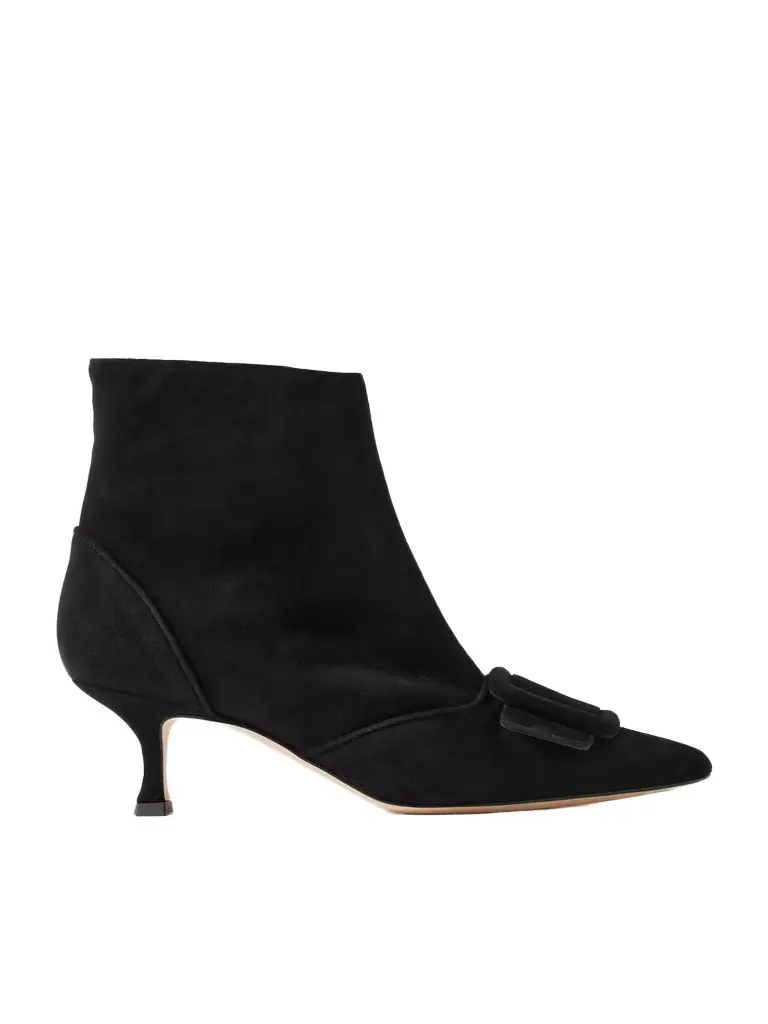 Manolo Blahnik Baylow 50 Buckled Suede Ankle Boots