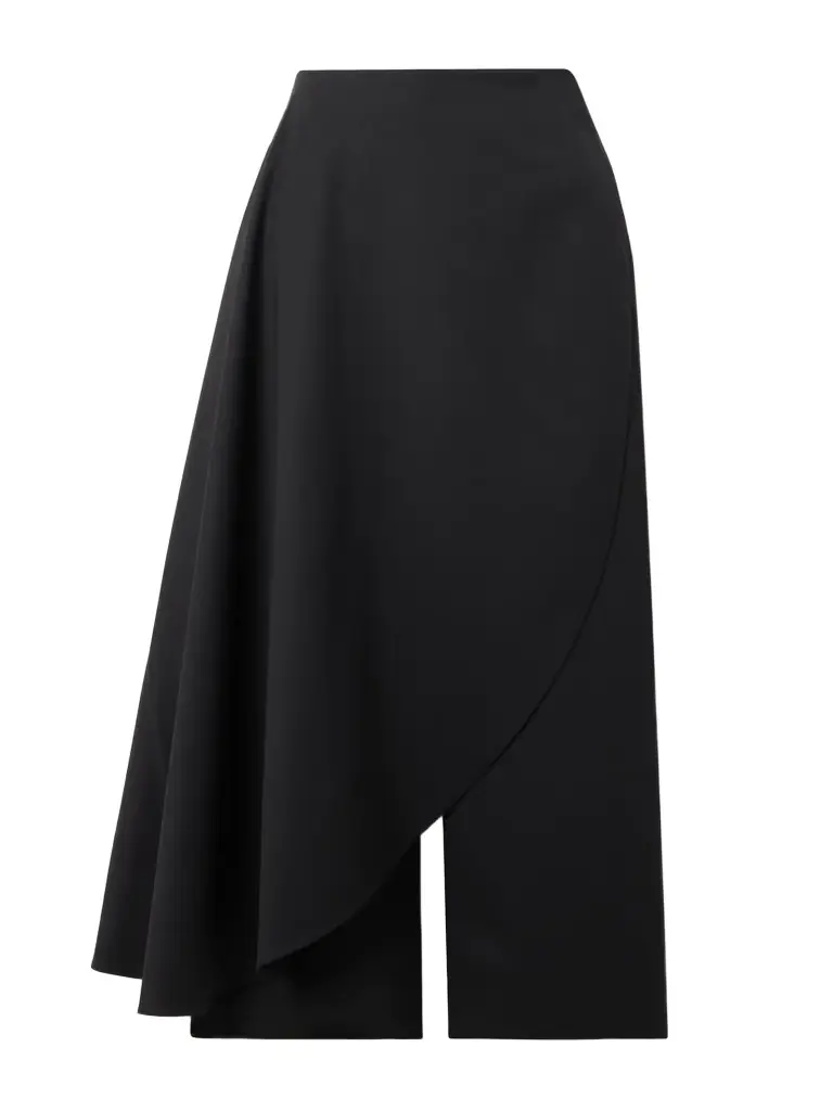 Alaïa Cropped Layered Grain De Poudre Wool-blend Straight-leg Pants