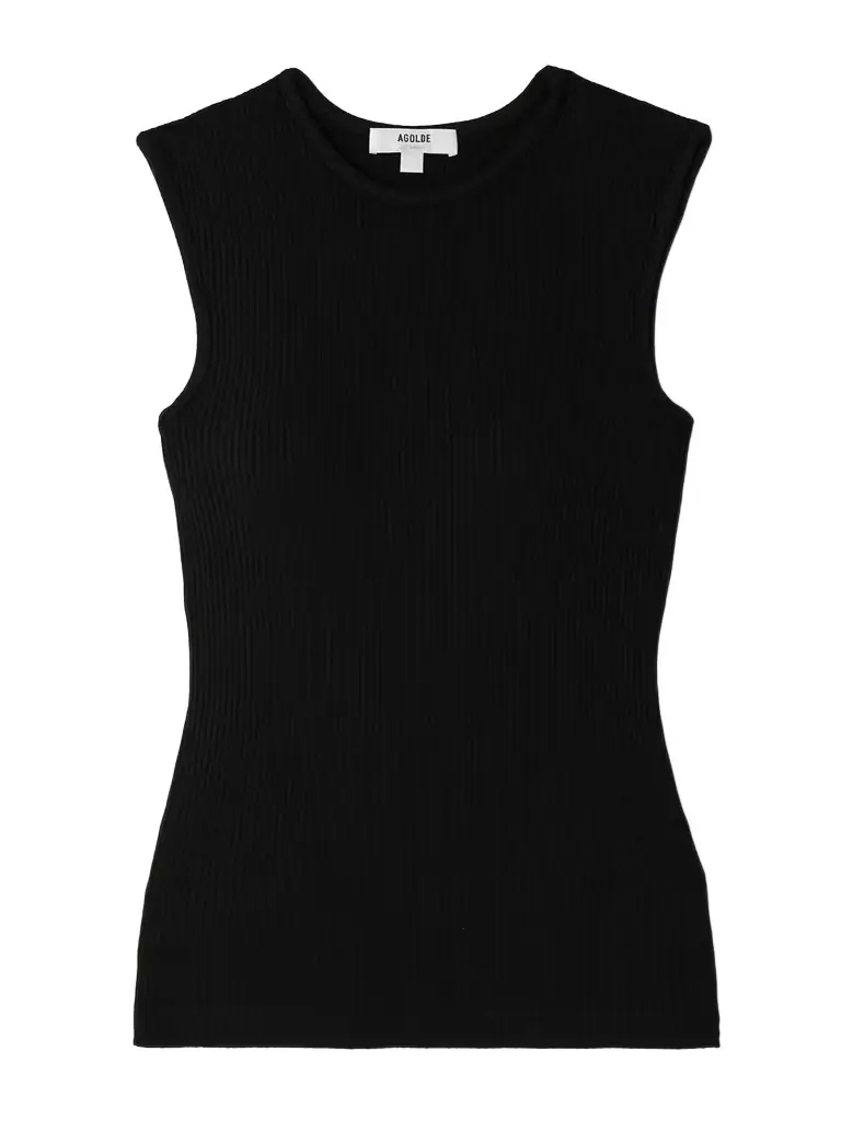 AGOLDE Binx Ribbed Stretch-lyocell And Organic Cotton-blend Tank