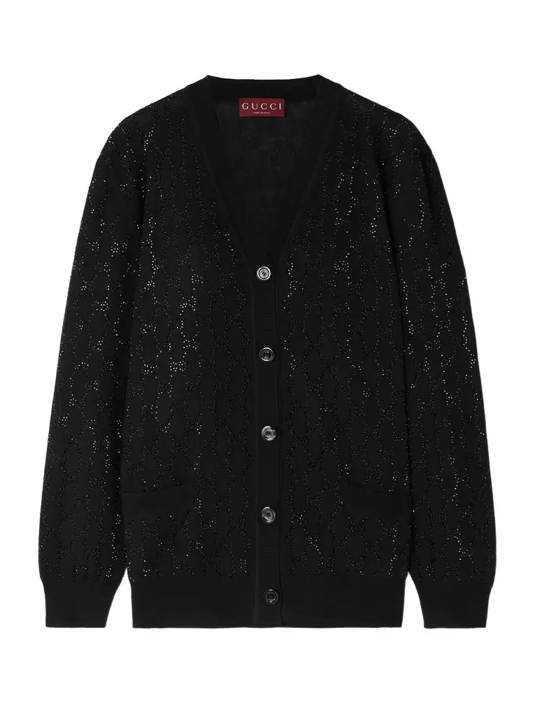 Gucci Crystal-embellished Wool Cardigan