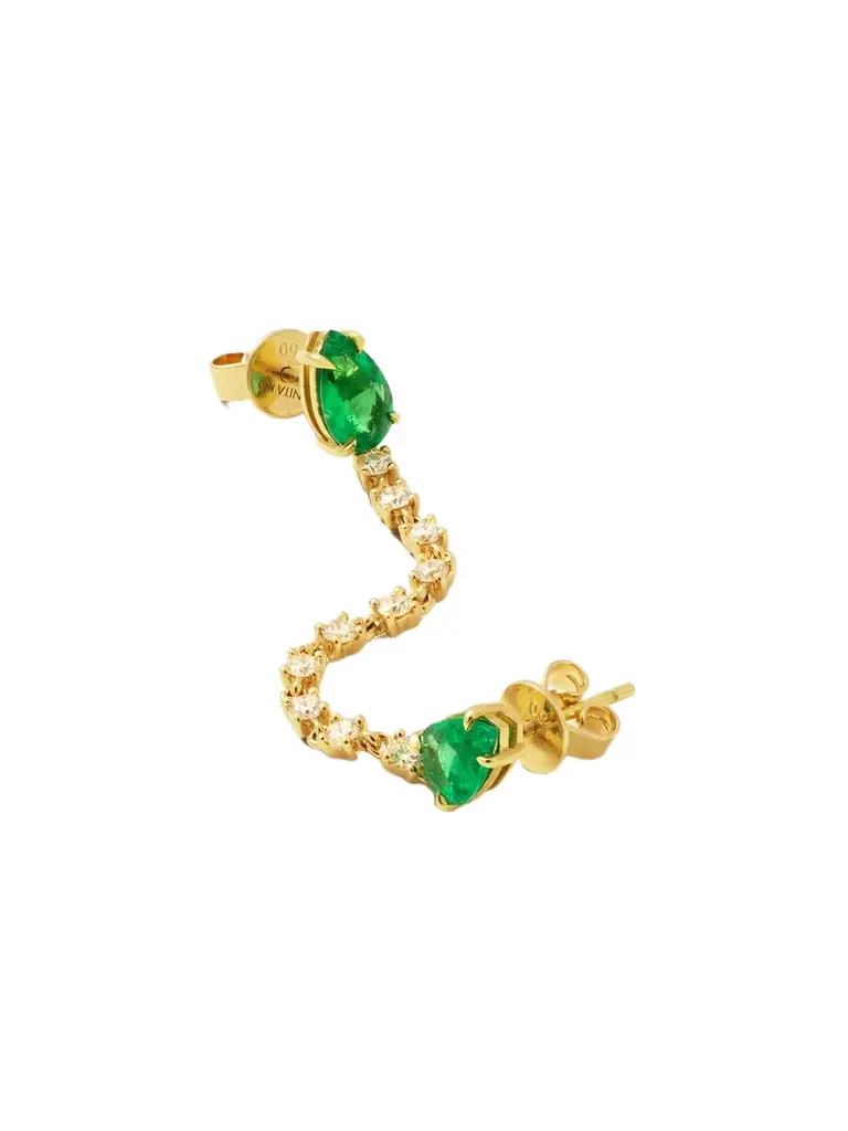 Anita Ko Loop 18-karat Gold, Emerald And Diamond Single Earring