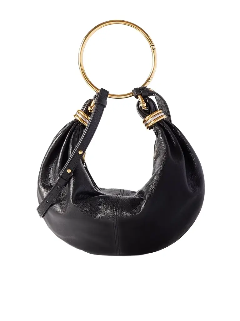 Chloé Bracelet Embellished Glossed Textured-leather Shoulder Bag
