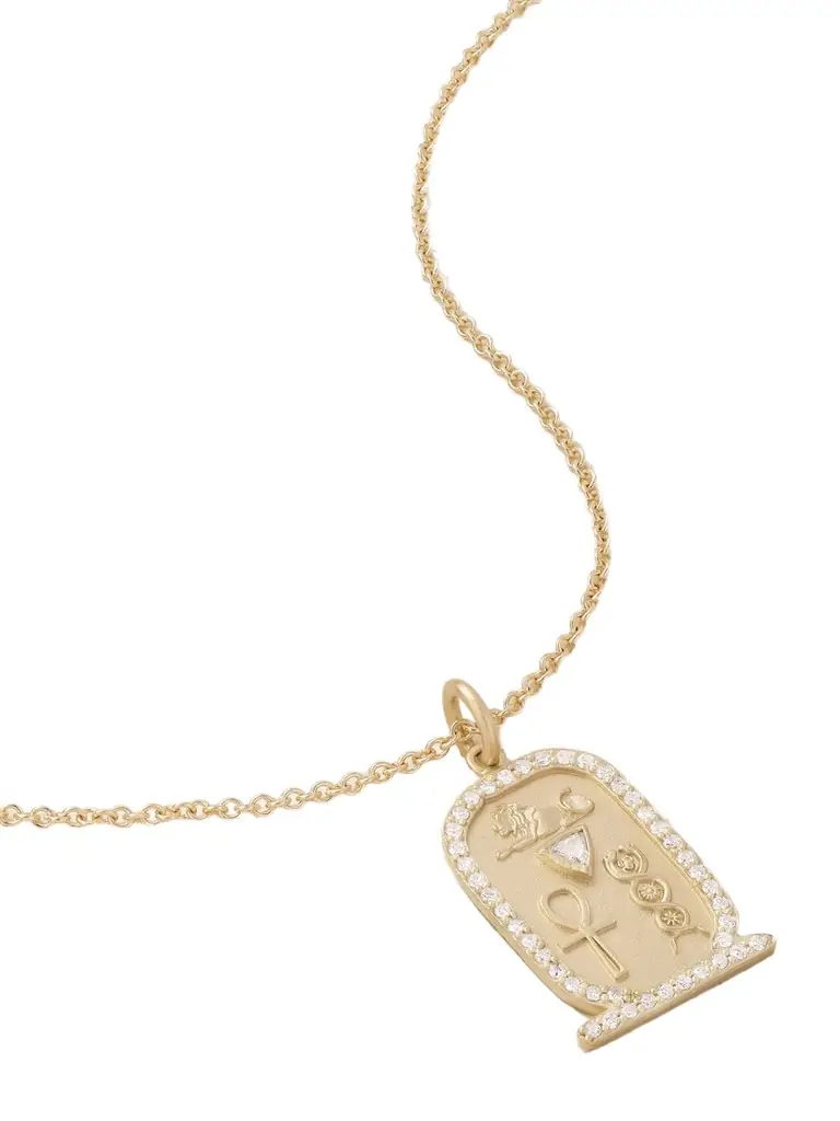 Jacquie Aiche Trillion Cartouche 14-karat Gold Diamond Necklace
