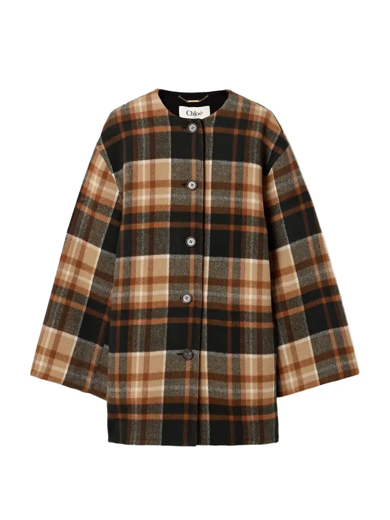 Chloé Checked Wool And Silk-blend Coat - FR 34 - Women's Clothing
