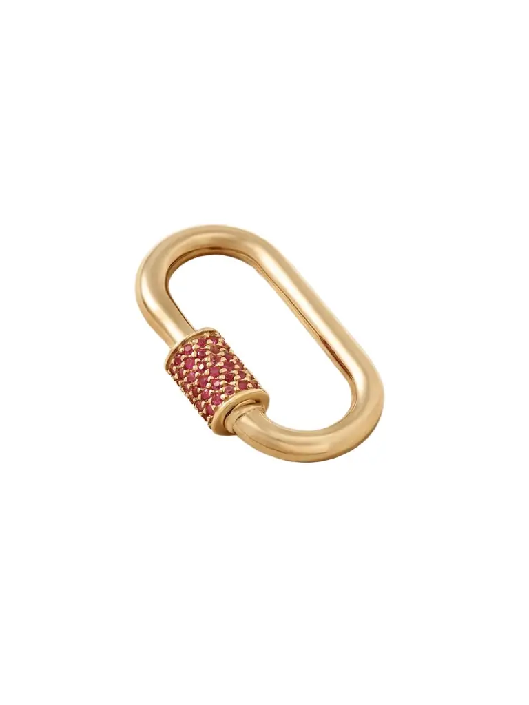 Marla Aaron Stoned Medium Lock 14-karat Gold Sapphire Pendant