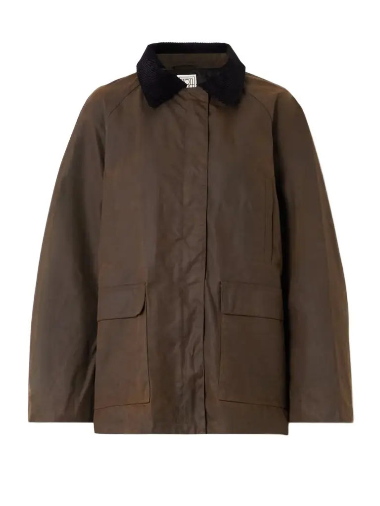 TOTEME Oversized Corduroy-trimmed Waxed Organic Cotton Jacket