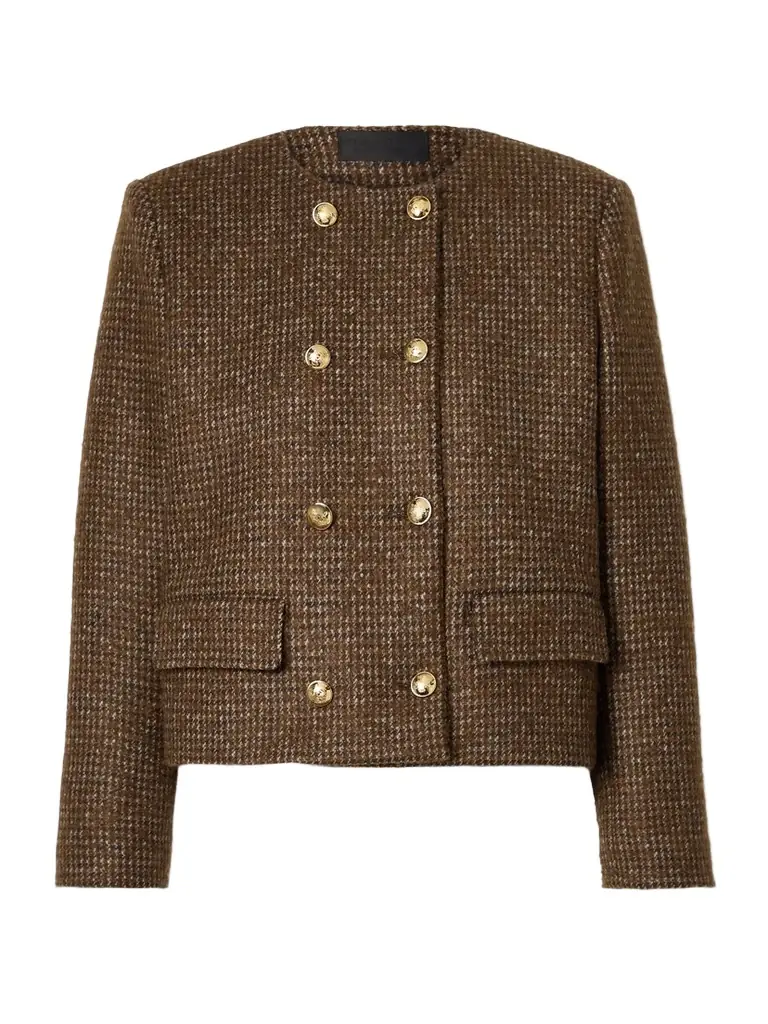 Nili Lotan Melanie Cropped Checked Wool-blend Jacket - Women's Clothing