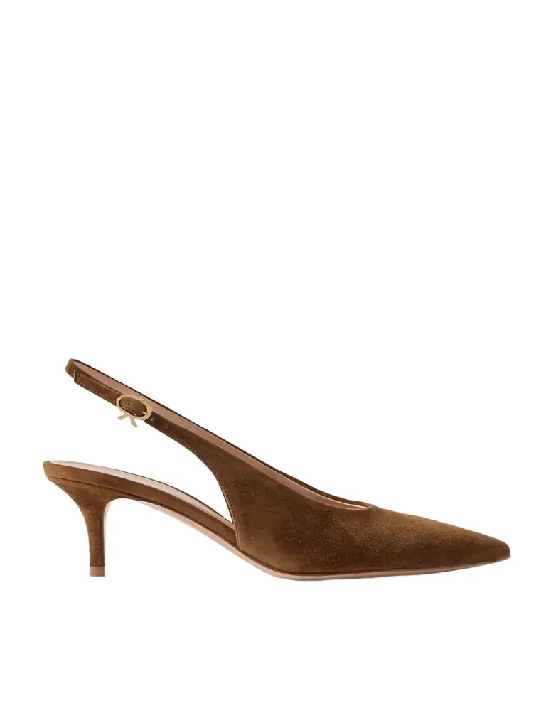 Gianvito Rossi Robbie 45 Suede Slingback Pumps