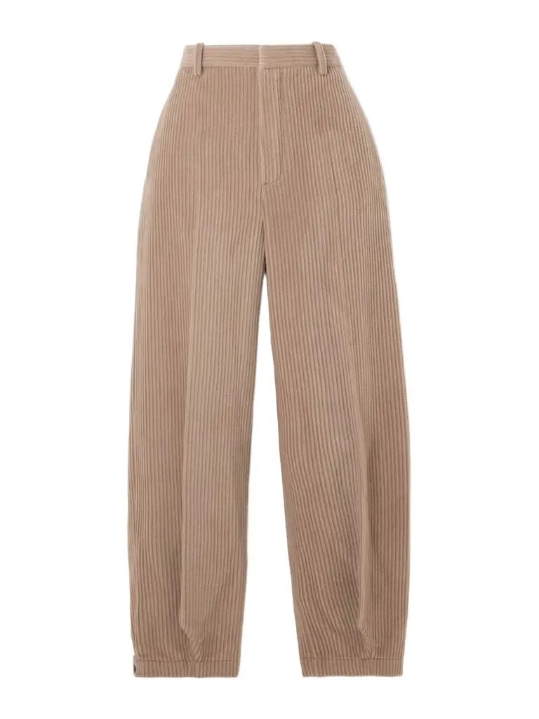 Loro Piana Cropped Cotton And Cashmere-blend Corduroy Tapered Pants