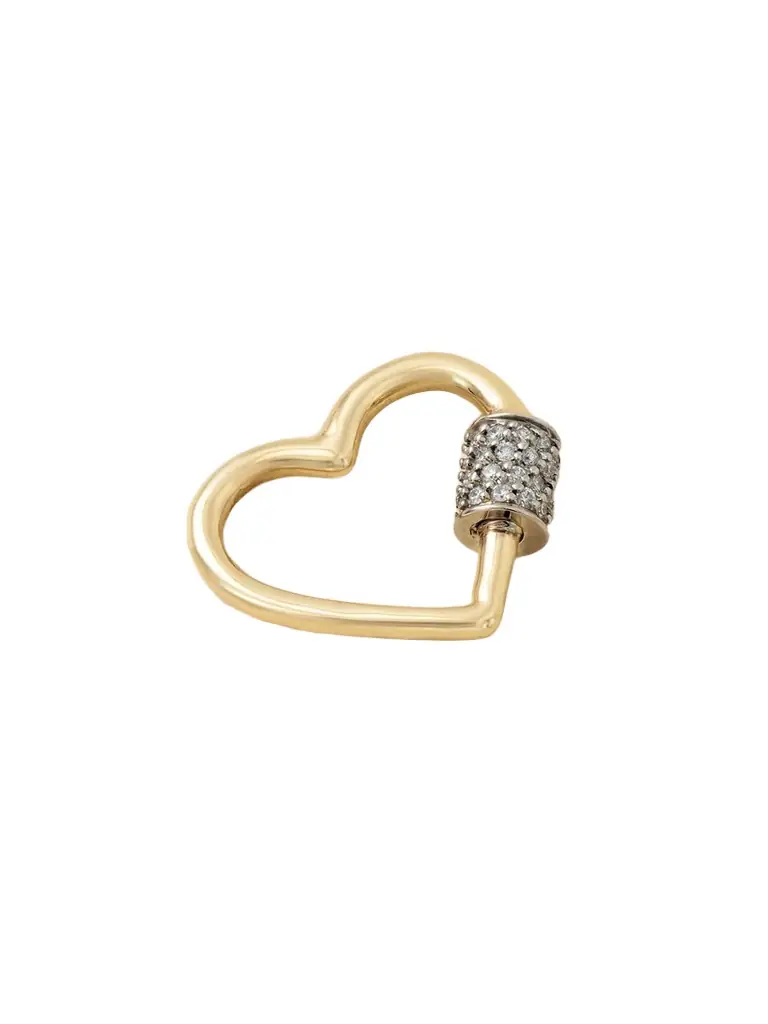 Marla Aaron Stoned Baby Heartlock 14-karat Gold Diamond Pendant