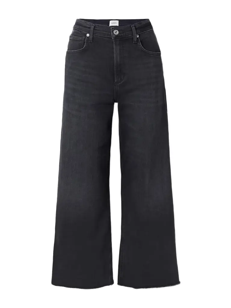 Citizens of Humanity Lyra Frayed Cropped High-rise Wide-leg Jeans