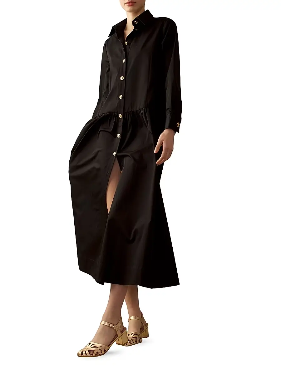 Cynthia Rowley Women's Cotton Button-Front Shirt Dress - Black