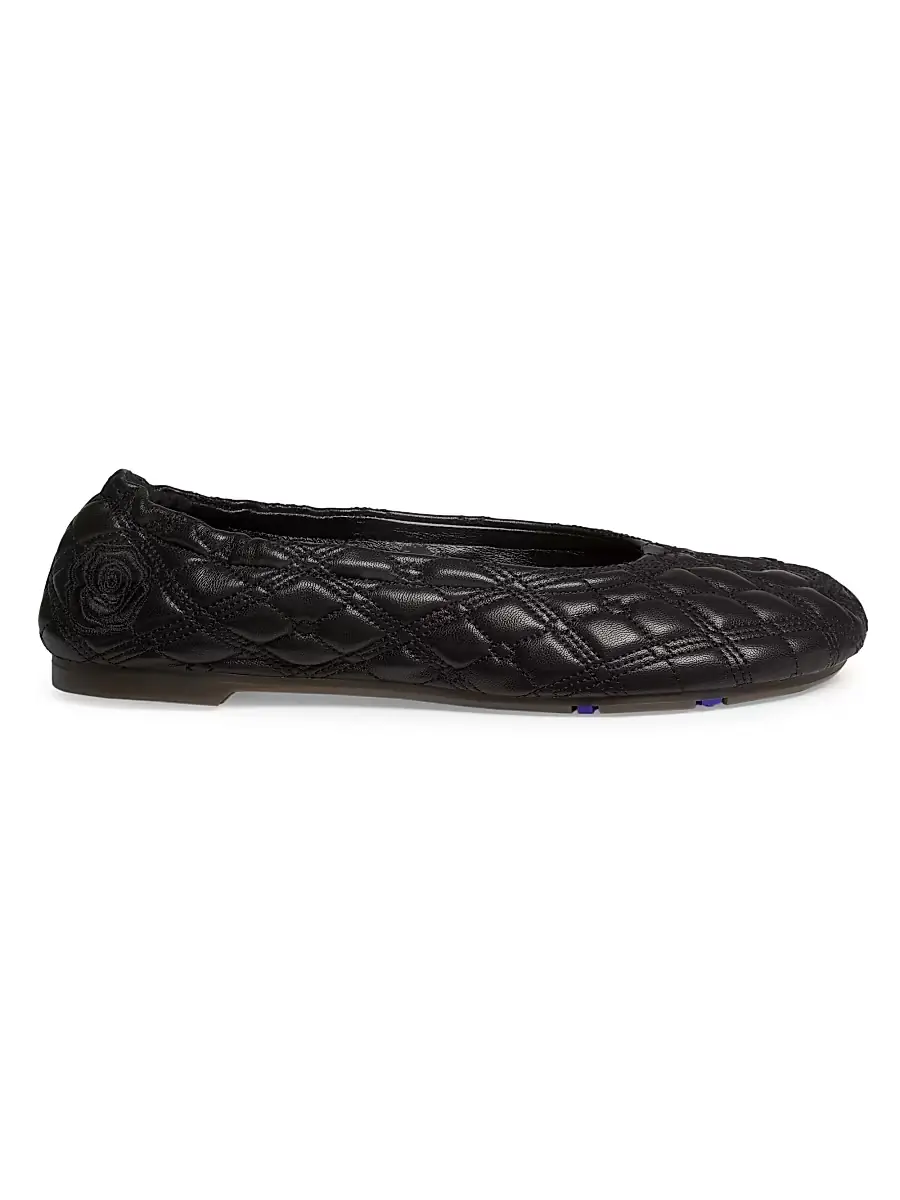 Burberry Women's Sadler Quilted Leather Ballerina Flats - Black